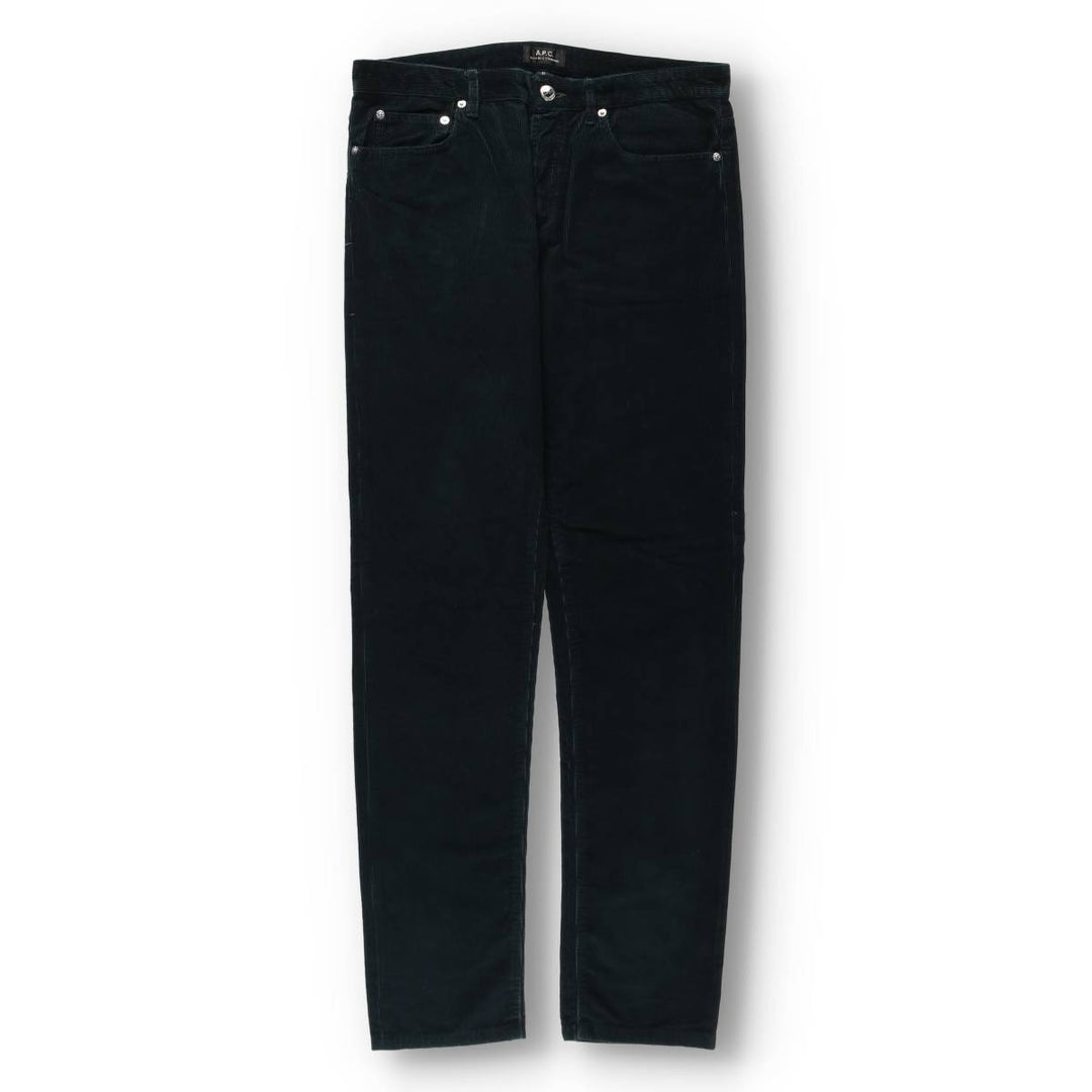 A.P.C. Petit New Standard Corduroy Pants, Men's Size W34 (approx.) cotton dark green Vintage Second Hand