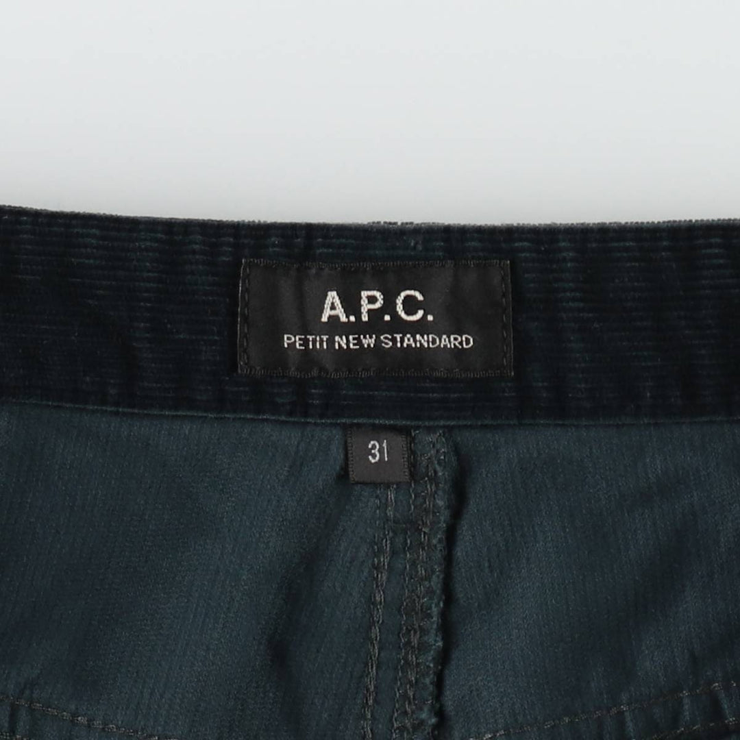 A.P.C. Petit New Standard Corduroy Pants, Men's Size W34 (approx.) cotton dark green Vintage Second Hand