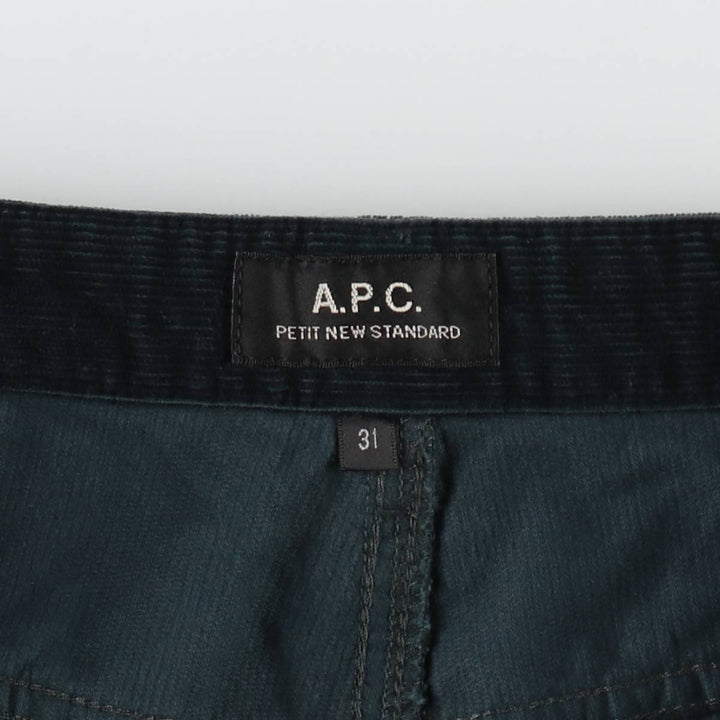 A.P.C. Petit New Standard Corduroy Pants, Men's Size W34 (approx.) cotton dark green Vintage Second Hand