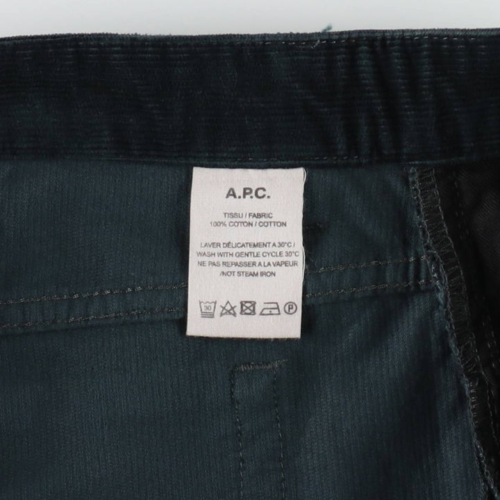 A.P.C. Petit New Standard Corduroy Pants, Men's Size W34 (approx.) cotton dark green Vintage Second Hand