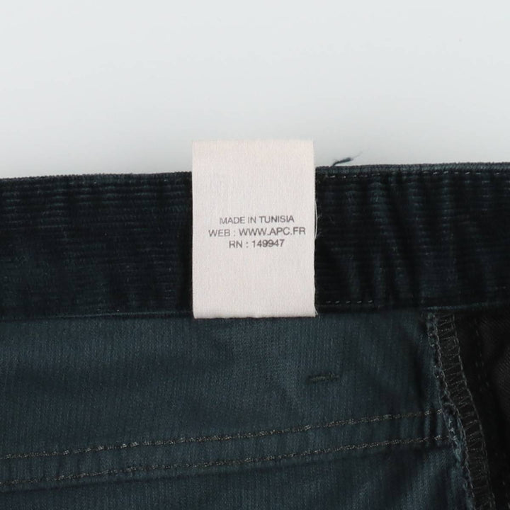 A.P.C. Petit New Standard Corduroy Pants, Men's Size W34 (approx.) cotton dark green Vintage Second Hand