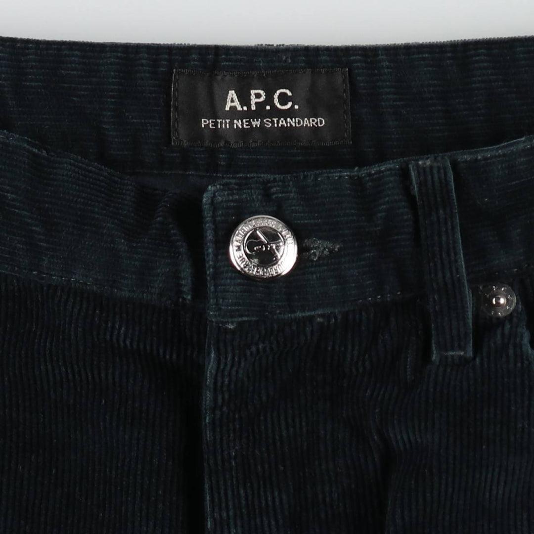 A.P.C. Petit New Standard Corduroy Pants, Men's Size W34 (approx.) cotton dark green Vintage Second Hand