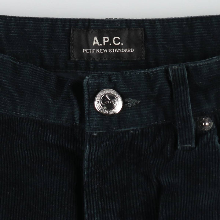 A.P.C. Petit New Standard Corduroy Pants, Men's Size W34 (approx.) cotton dark green Vintage Second Hand