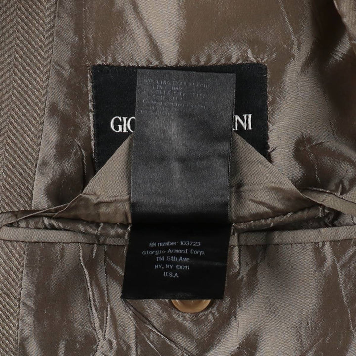 Giorgio Armani herringbone tailored jacket, made in Italy, men's size L equivalent. unclear gray type Vintage Second Hand