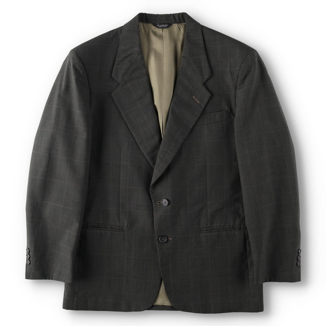 Givenchy MONSIEUR Check Pattern Glen Plaid Tailored Jacket, Made in USA, Men's Size M (approx.) unclear Charcoal Vintage Second Hand