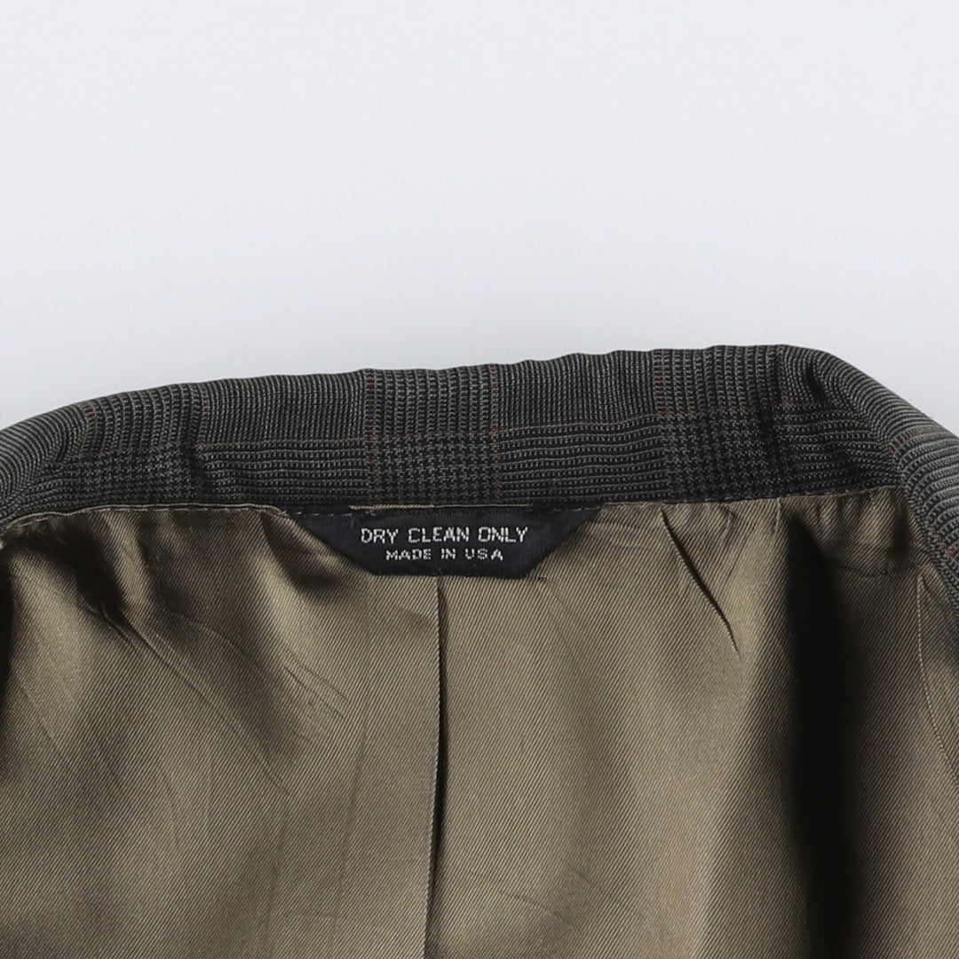 Givenchy MONSIEUR Check Pattern Glen Plaid Tailored Jacket, Made in USA, Men's Size M (approx.) unclear Charcoal Vintage Second Hand