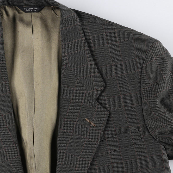 Givenchy MONSIEUR Check Pattern Glen Plaid Tailored Jacket, Made in USA, Men's Size M (approx.) unclear Charcoal Vintage Second Hand