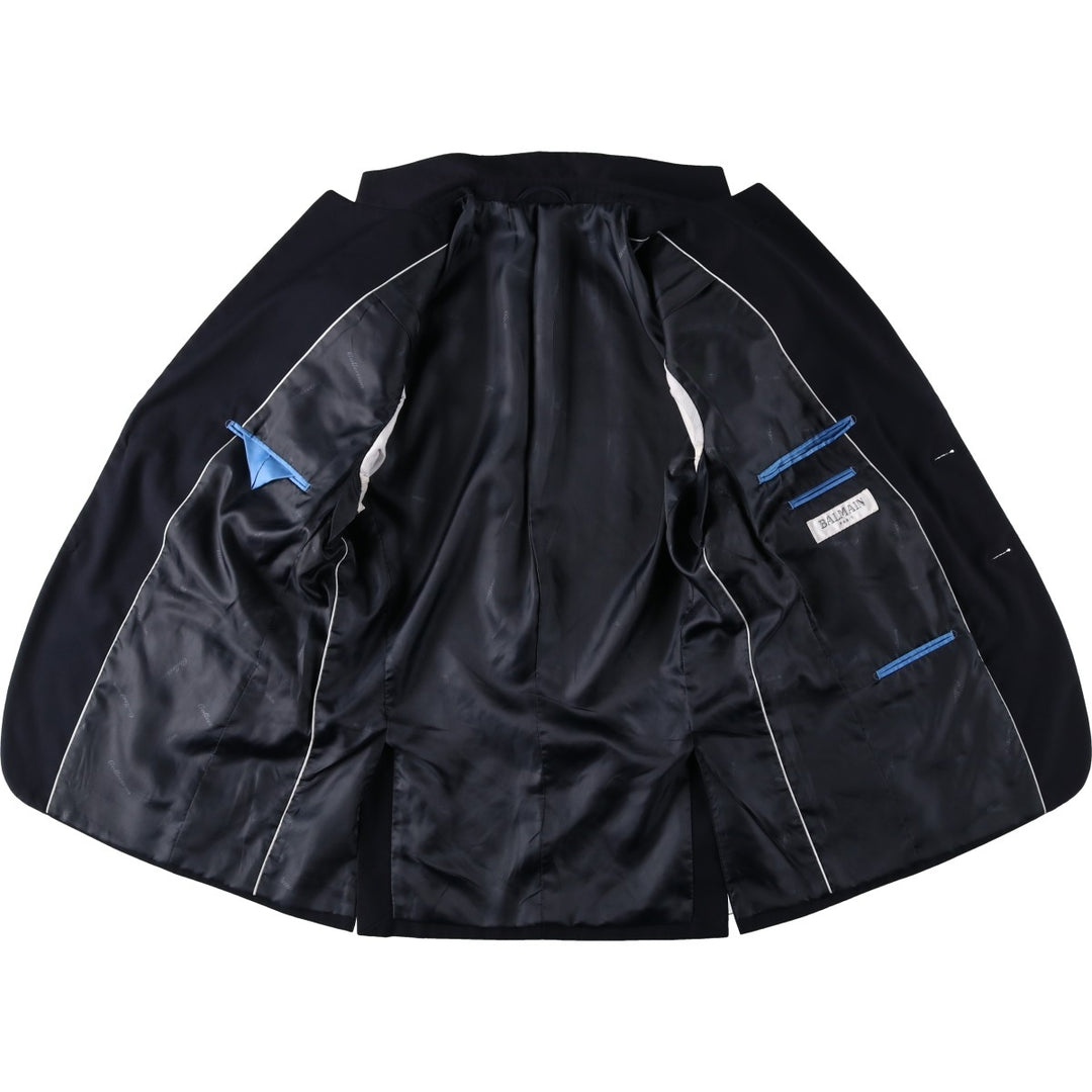 Balmain tailored jacket, men's size L polyester navy blue type Vintage Second Hand