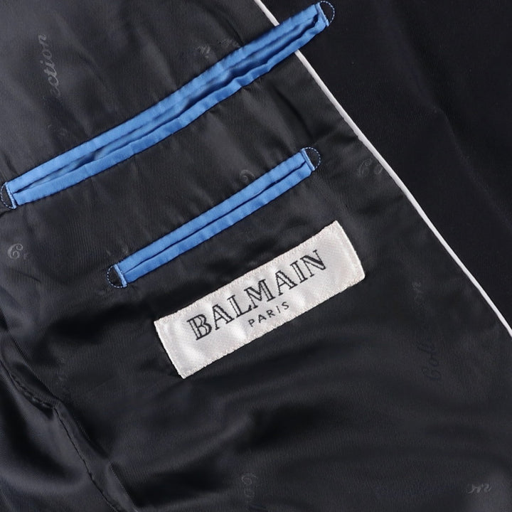Balmain tailored jacket, men's size L polyester navy blue type Vintage Second Hand