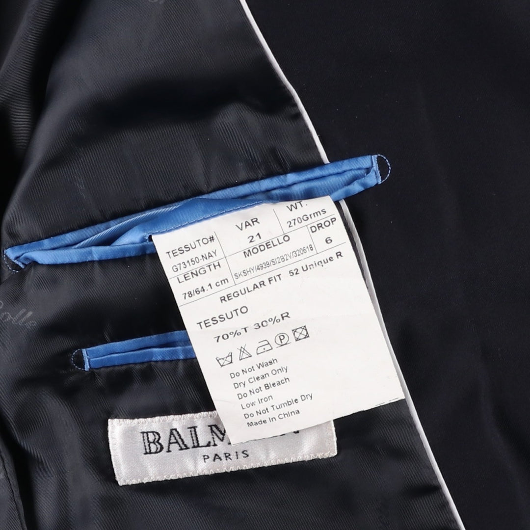 Balmain tailored jacket, men's size L polyester navy blue type Vintage Second Hand