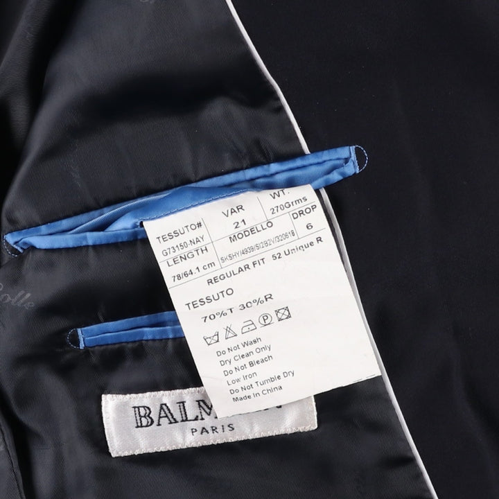 Balmain tailored jacket, men's size L polyester navy blue type Vintage Second Hand