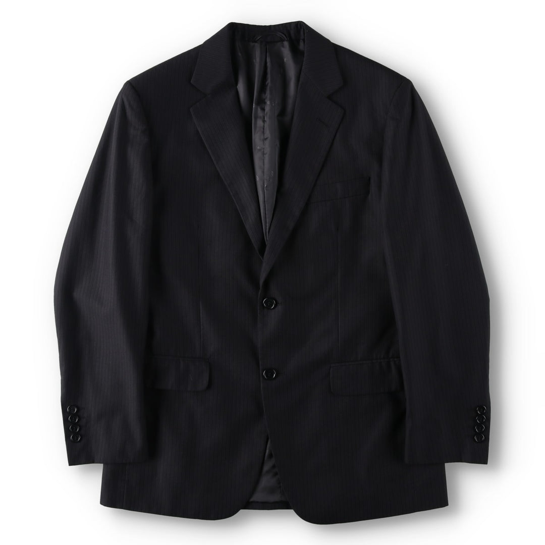 Balmain Stripe Pattern Tailored Jacket, Men's Size M (approx.) polyester black type Vintage Second Hand