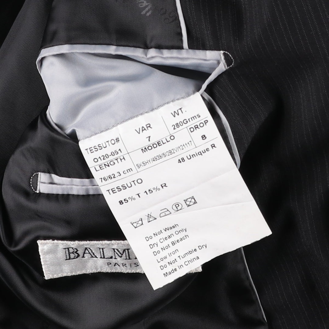 Balmain Stripe Pattern Tailored Jacket, Men's Size M (approx.) polyester black type Vintage Second Hand