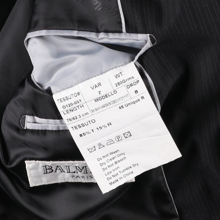 Balmain Stripe Pattern Tailored Jacket, Men's Size M (approx.) polyester black type Vintage Second Hand