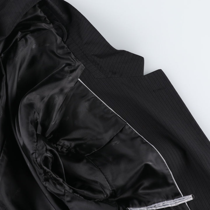 Balmain Stripe Pattern Tailored Jacket, Men's Size M (approx.) polyester black type Vintage Second Hand