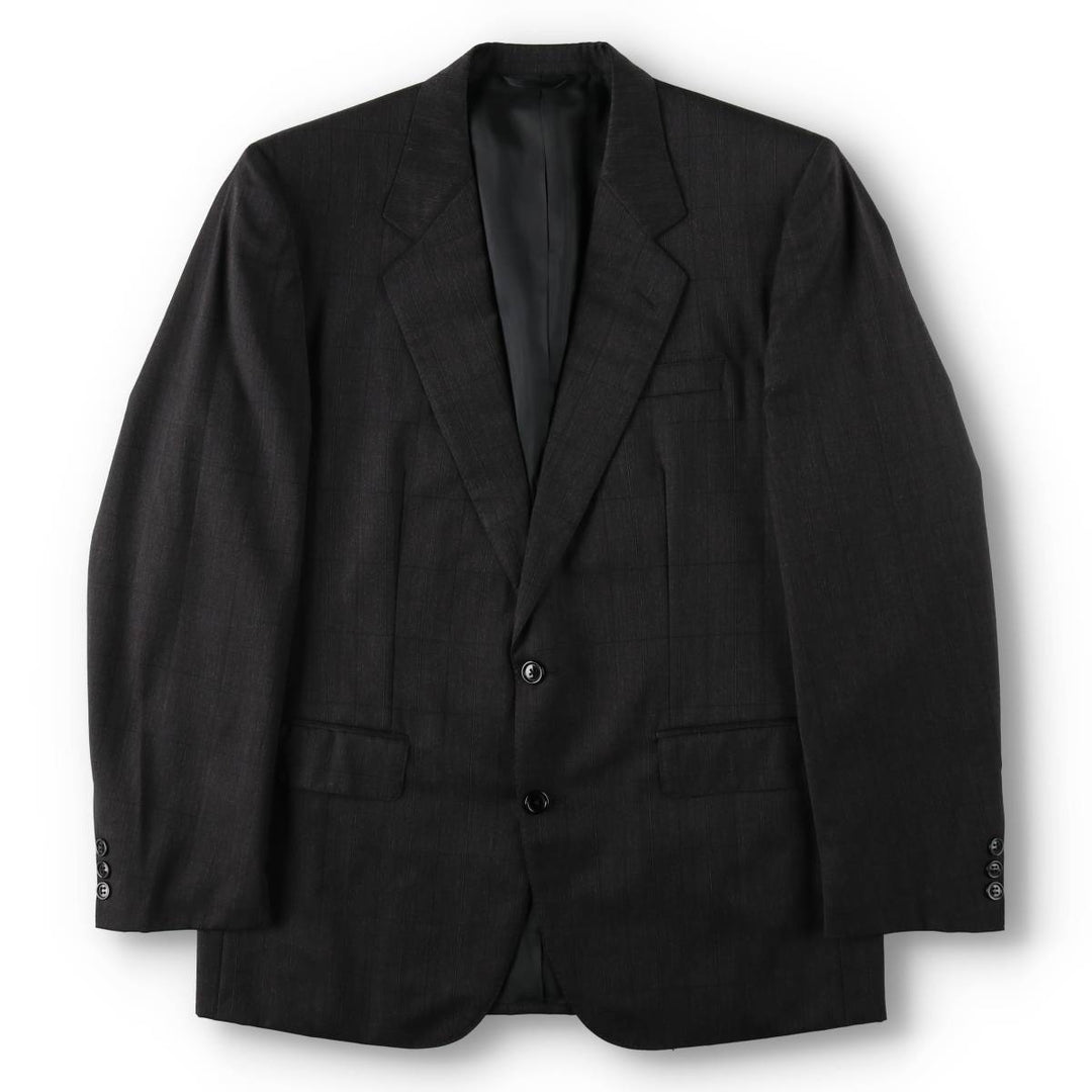 Yves Saint Laurent Check Pattern Wool Tailored Jacket, Men's Size L (approx.) wool Charcoal Vintage Second Hand