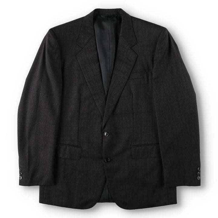 Yves Saint Laurent Check Pattern Wool Tailored Jacket, Men's Size L (approx.) wool Charcoal Vintage Second Hand