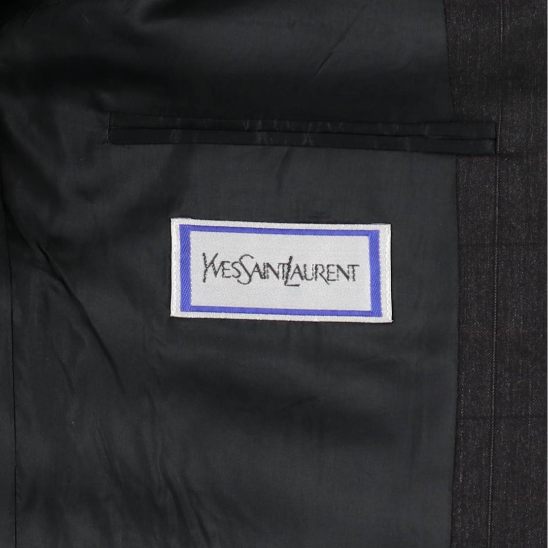Yves Saint Laurent Check Pattern Wool Tailored Jacket, Men's Size L (approx.) wool Charcoal Vintage Second Hand