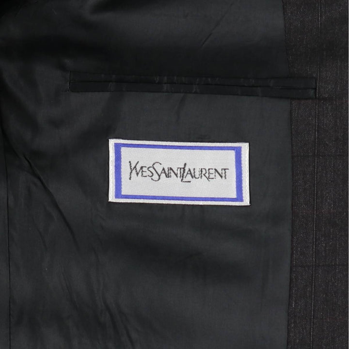 Yves Saint Laurent Check Pattern Wool Tailored Jacket, Men's Size L (approx.) wool Charcoal Vintage Second Hand