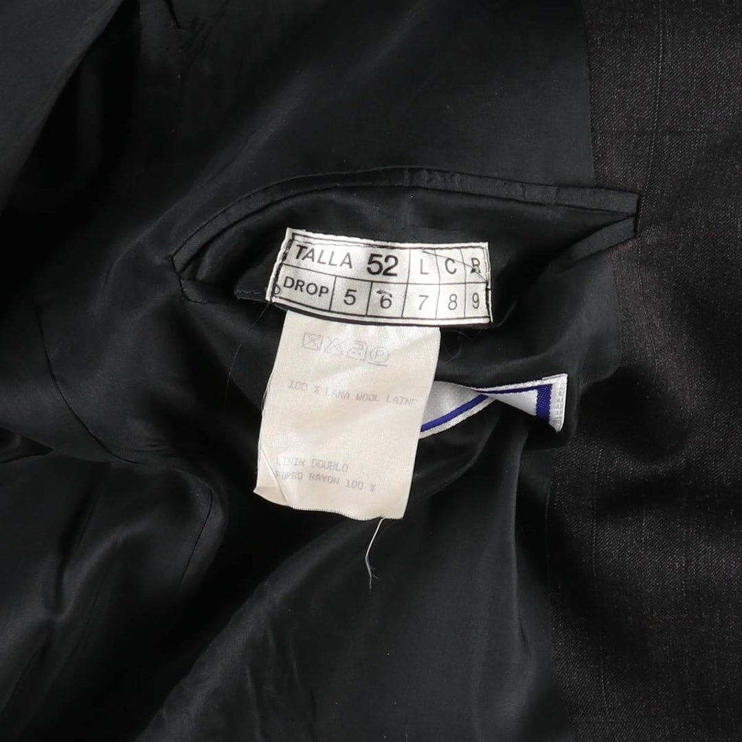 Yves Saint Laurent Check Pattern Wool Tailored Jacket, Men's Size L (approx.) wool Charcoal Vintage Second Hand