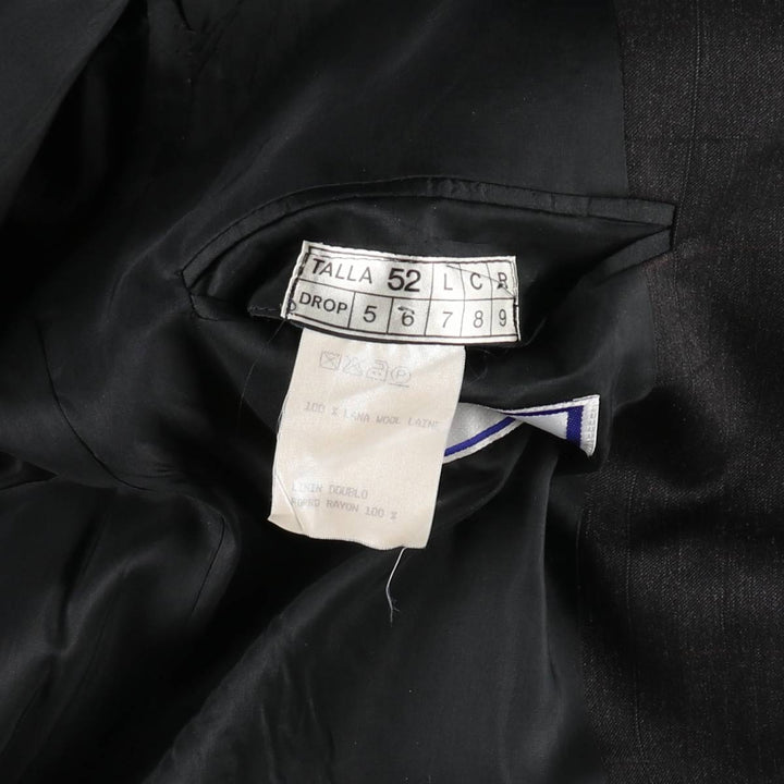 Yves Saint Laurent Check Pattern Wool Tailored Jacket, Men's Size L (approx.) wool Charcoal Vintage Second Hand