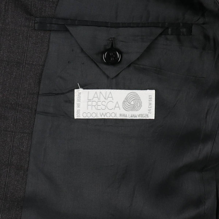 Yves Saint Laurent Check Pattern Wool Tailored Jacket, Men's Size L (approx.) wool Charcoal Vintage Second Hand