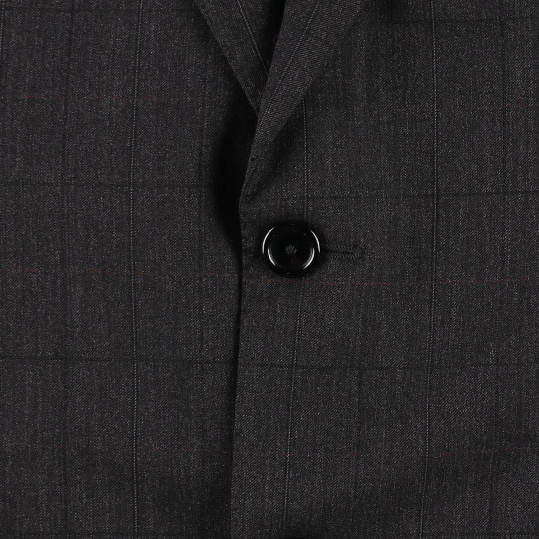Yves Saint Laurent Check Pattern Wool Tailored Jacket, Men's Size L (approx.) wool Charcoal Vintage Second Hand