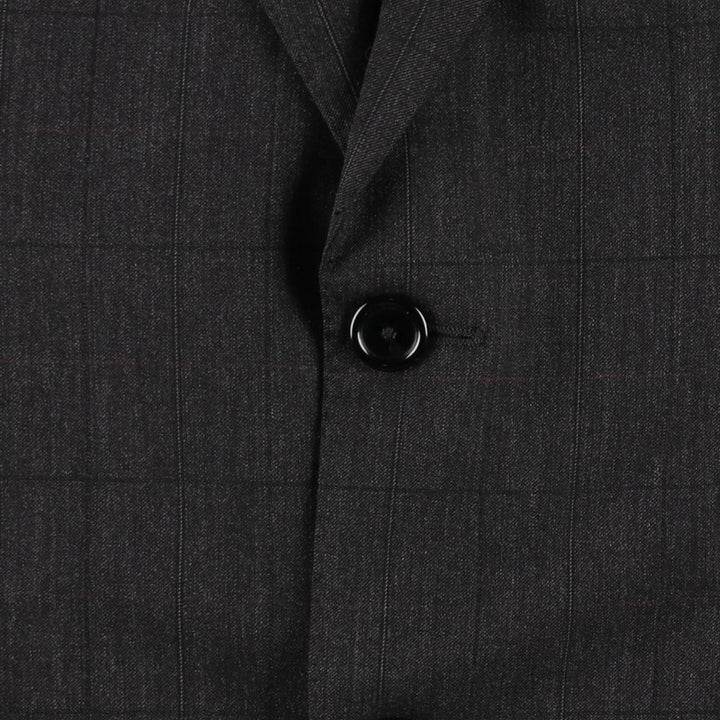 Yves Saint Laurent Check Pattern Wool Tailored Jacket, Men's Size L (approx.) wool Charcoal Vintage Second Hand