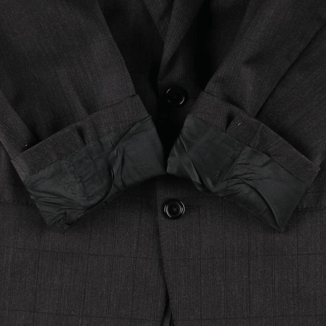Yves Saint Laurent Check Pattern Wool Tailored Jacket, Men's Size L (approx.) wool Charcoal Vintage Second Hand