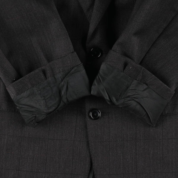 Yves Saint Laurent Check Pattern Wool Tailored Jacket, Men's Size L (approx.) wool Charcoal Vintage Second Hand