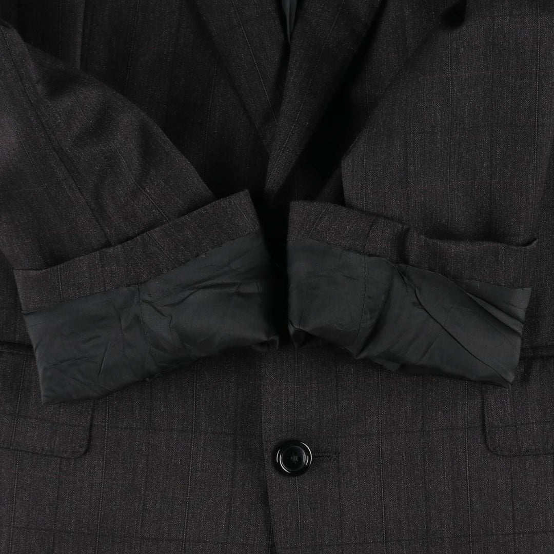 Yves Saint Laurent Check Pattern Wool Tailored Jacket, Men's Size L (approx.) wool Charcoal Vintage Second Hand