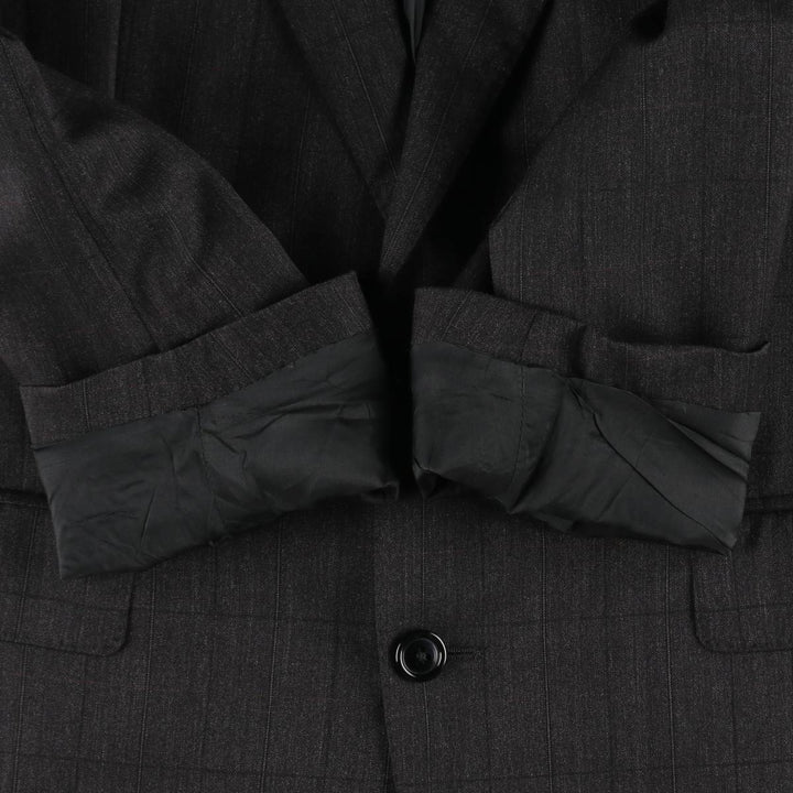 Yves Saint Laurent Check Pattern Wool Tailored Jacket, Men's Size L (approx.) wool Charcoal Vintage Second Hand