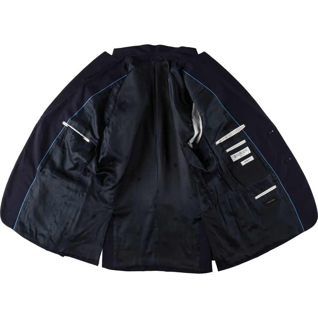 Balmain Slim Fit Super 120'S Wool Tailored Jacket, Men's Size L wool Navy blue Vintage Second Hand