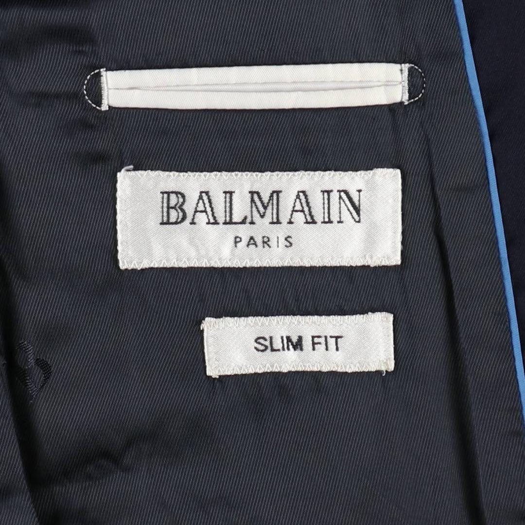 Balmain Slim Fit Super 120'S Wool Tailored Jacket, Men's Size L wool Navy blue Vintage Second Hand