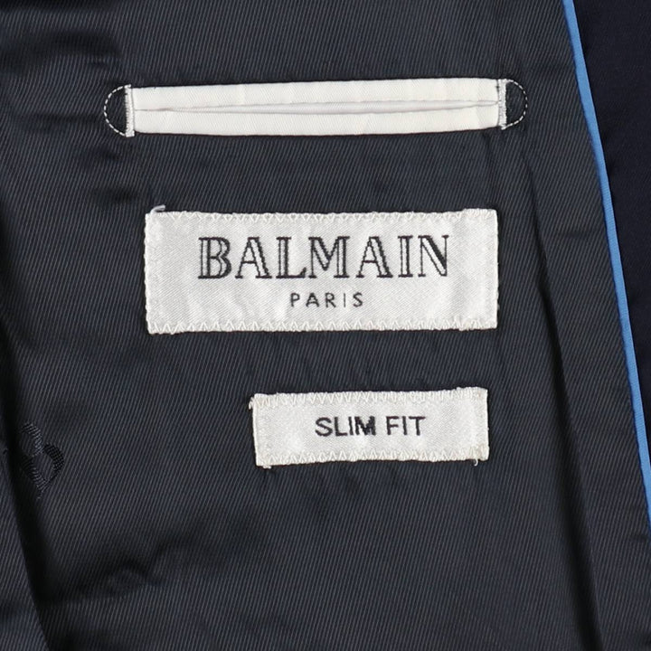 Balmain Slim Fit Super 120'S Wool Tailored Jacket, Men's Size L wool Navy blue Vintage Second Hand