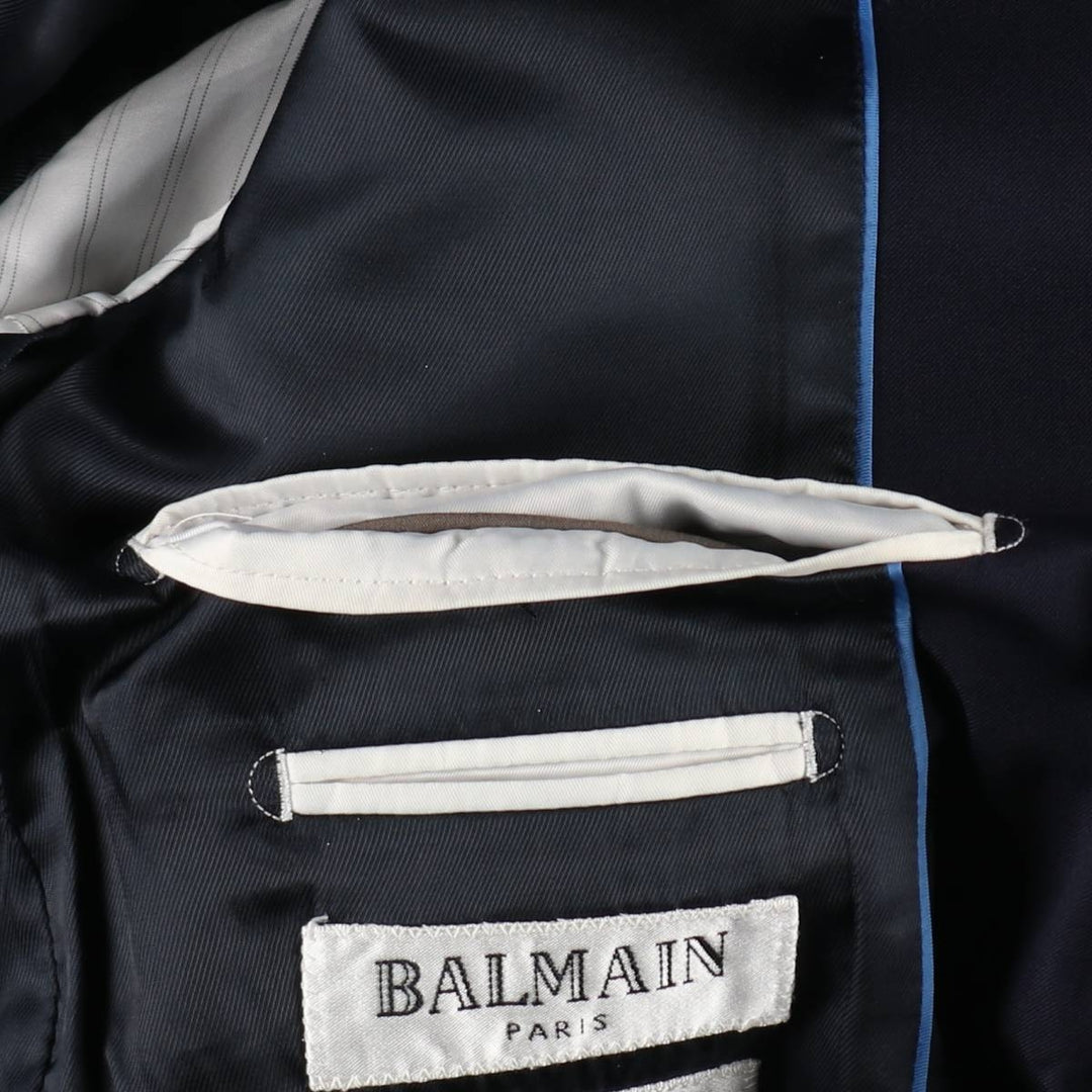 Balmain Slim Fit Super 120'S Wool Tailored Jacket, Men's Size L wool Navy blue Vintage Second Hand