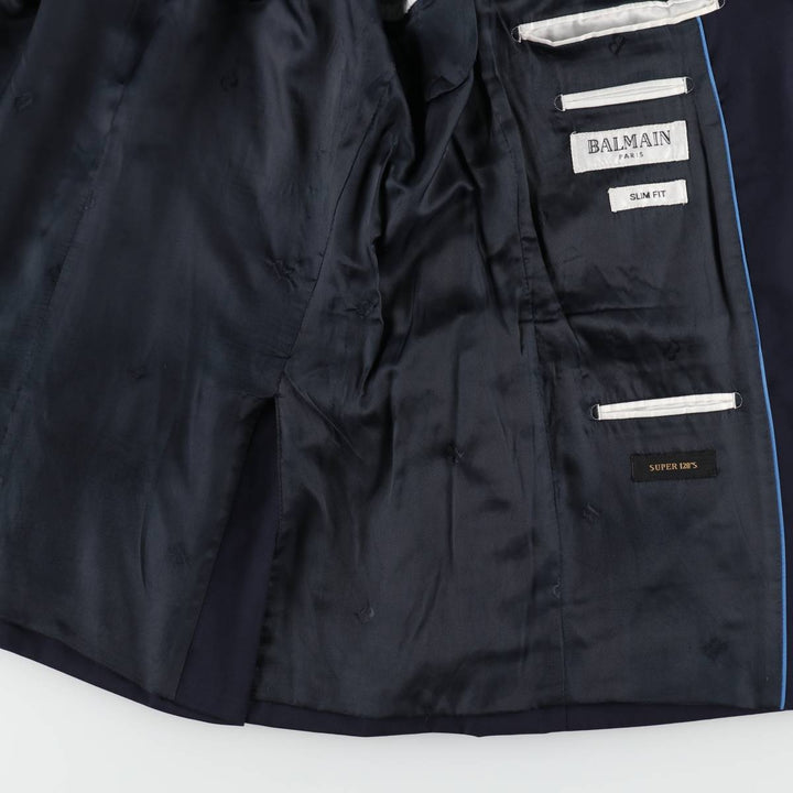 Balmain Slim Fit Super 120'S Wool Tailored Jacket, Men's Size L wool Navy blue Vintage Second Hand