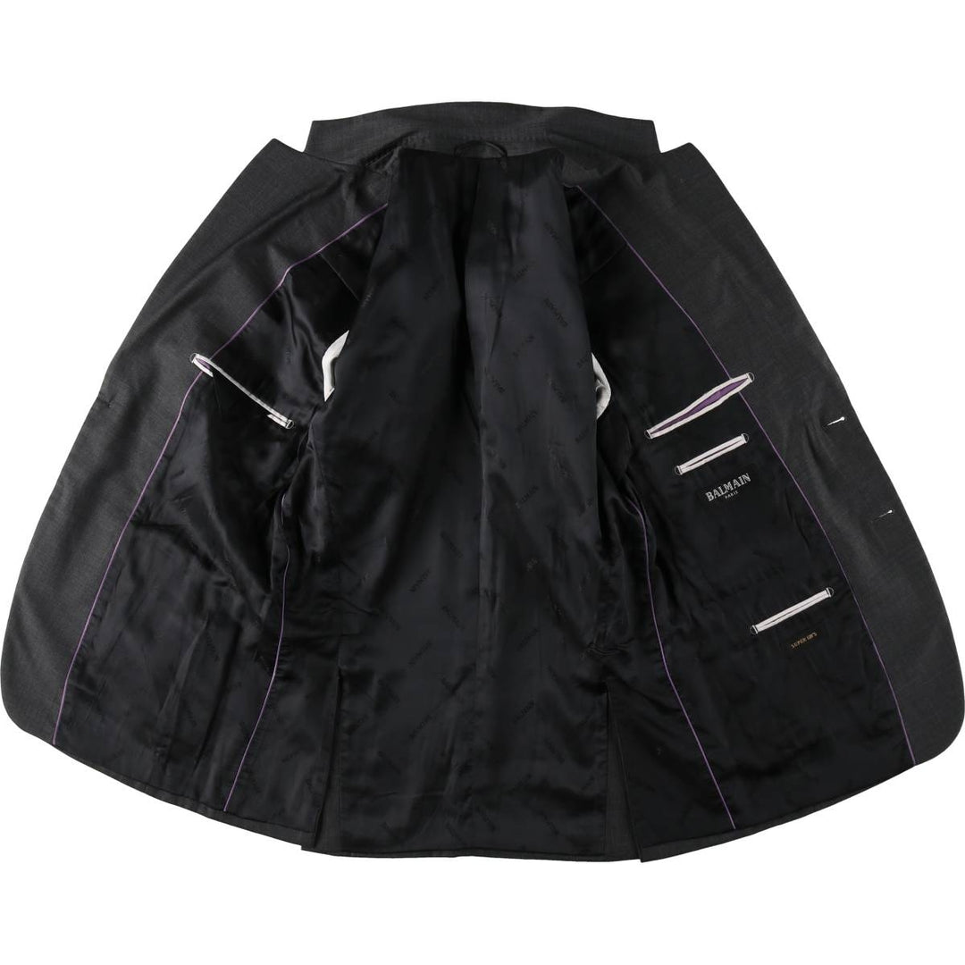 Balmain SUPER 120'S Wool Tailored Jacket, Men's Size M (approx.) wool Charcoal Vintage Second Hand