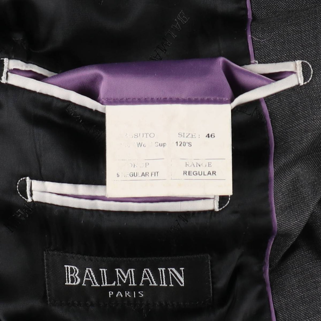 Balmain SUPER 120'S Wool Tailored Jacket, Men's Size M (approx.) wool Charcoal Vintage Second Hand