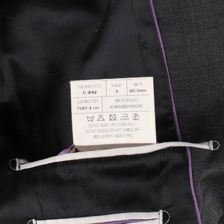 Balmain SUPER 120'S Wool Tailored Jacket, Men's Size M (approx.) wool Charcoal Vintage Second Hand