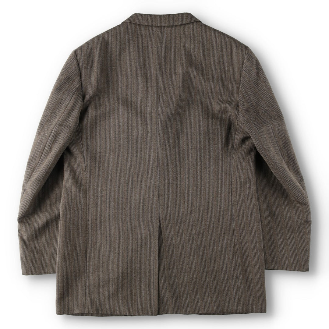 KENZO HOMME Stripe Pattern Multi-Stripe Herringbone Wool Tailored Jacket (Men's Size L) wool brown type Vintage Second Hand