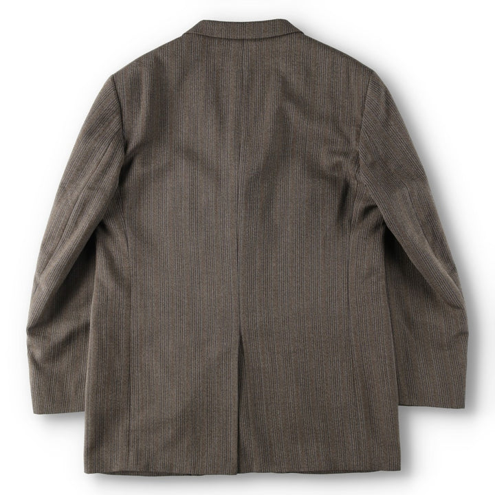 KENZO HOMME Stripe Pattern Multi-Stripe Herringbone Wool Tailored Jacket (Men's Size L) wool brown type Vintage Second Hand