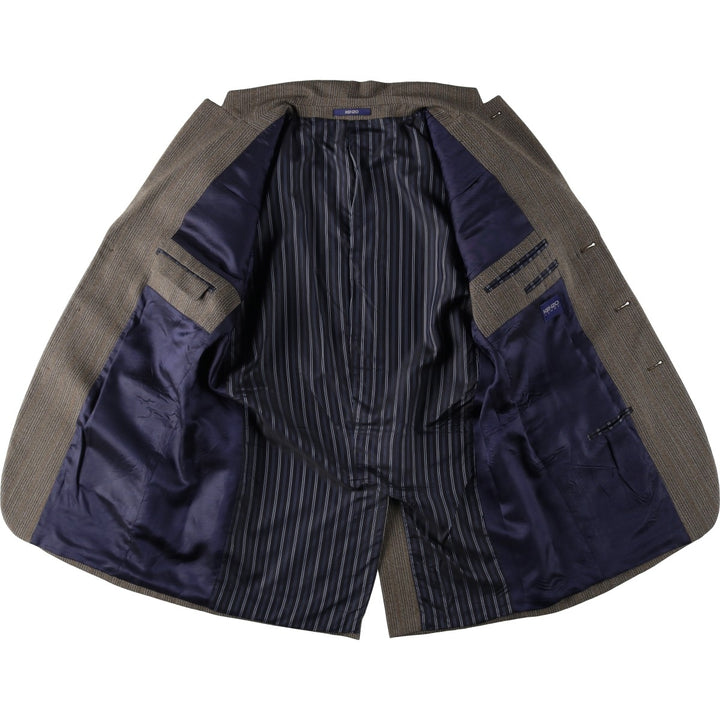KENZO HOMME Stripe Pattern Multi-Stripe Herringbone Wool Tailored Jacket (Men's Size L) wool brown type Vintage Second Hand