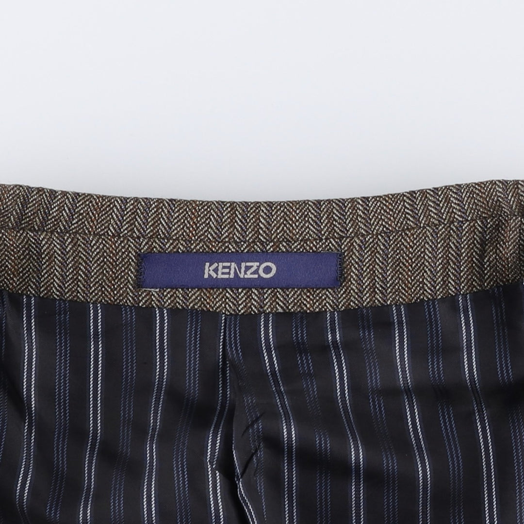 KENZO HOMME Stripe Pattern Multi-Stripe Herringbone Wool Tailored Jacket (Men's Size L) wool brown type Vintage Second Hand