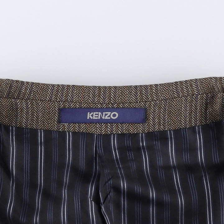 KENZO HOMME Stripe Pattern Multi-Stripe Herringbone Wool Tailored Jacket (Men's Size L) wool brown type Vintage Second Hand