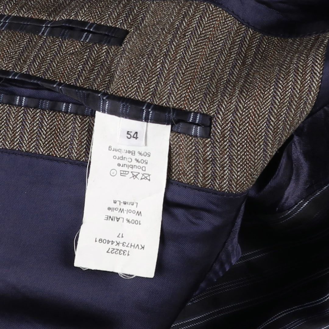 KENZO HOMME Stripe Pattern Multi-Stripe Herringbone Wool Tailored Jacket (Men's Size L) wool brown type Vintage Second Hand