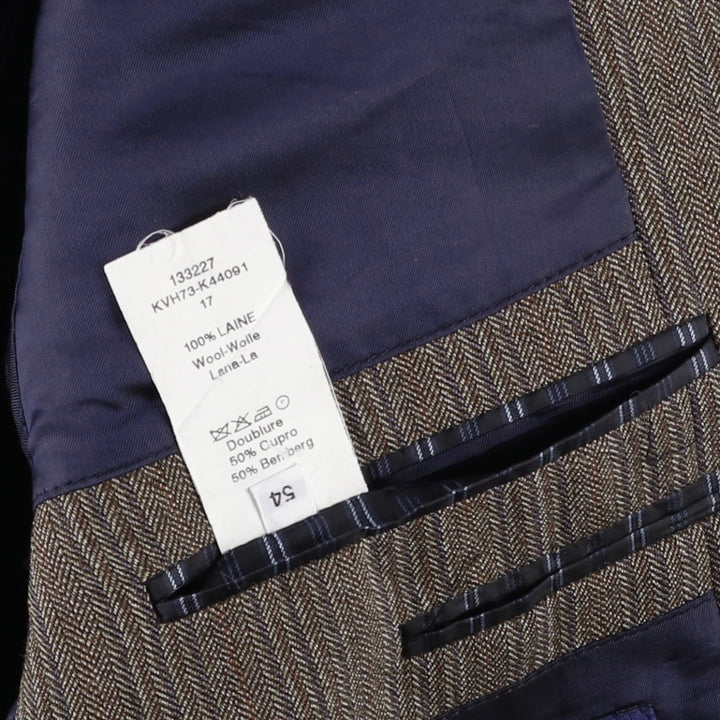 KENZO HOMME Stripe Pattern Multi-Stripe Herringbone Wool Tailored Jacket (Men's Size L) wool brown type Vintage Second Hand