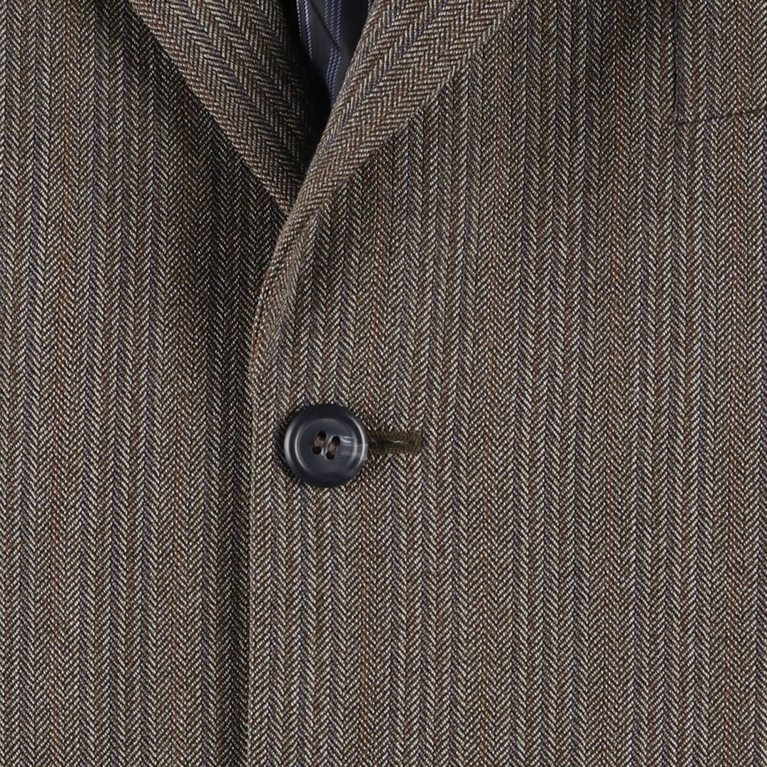 KENZO HOMME Stripe Pattern Multi-Stripe Herringbone Wool Tailored Jacket (Men's Size L) wool brown type Vintage Second Hand
