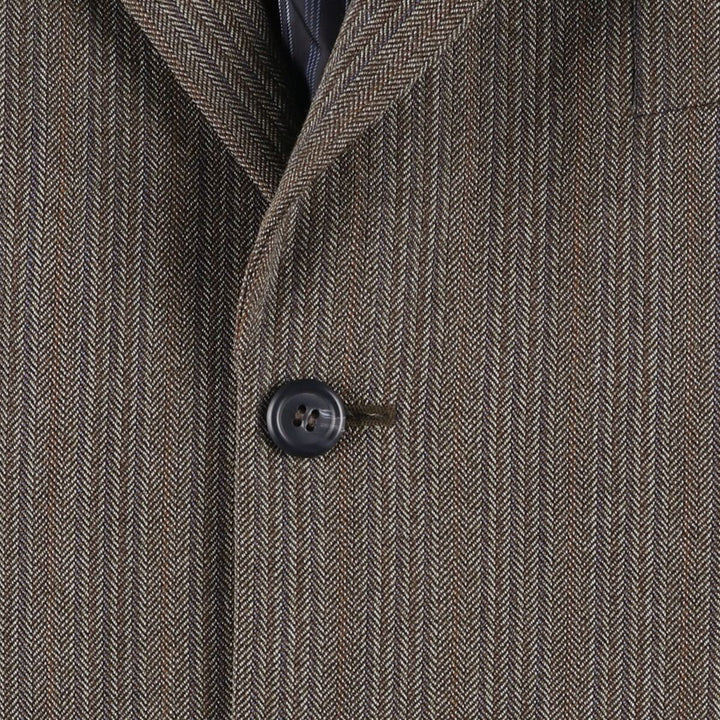 KENZO HOMME Stripe Pattern Multi-Stripe Herringbone Wool Tailored Jacket (Men's Size L) wool brown type Vintage Second Hand