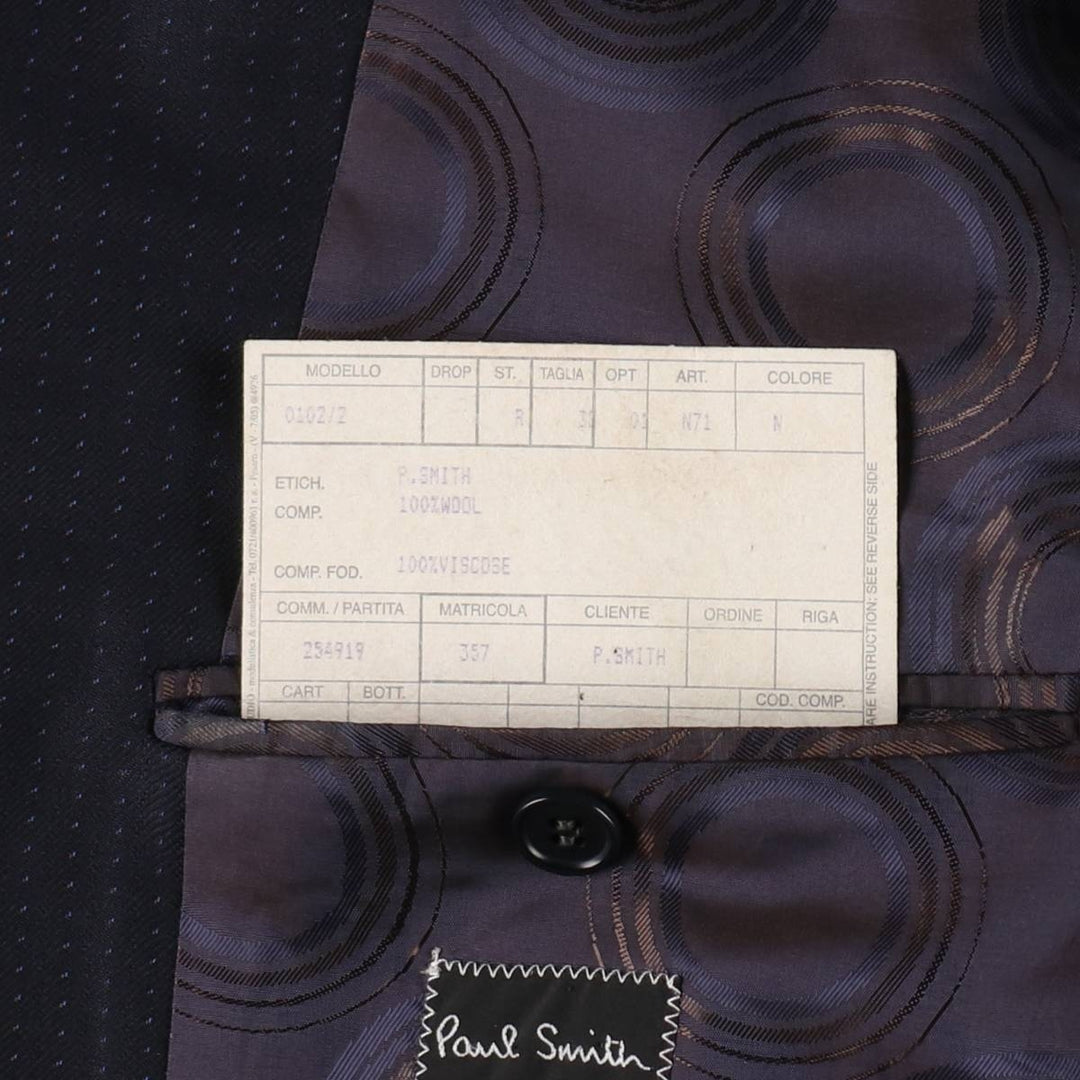 Paul Smith polka dot pattern wool tailored jacket, made in Italy, men's size S equivalent. wool navy blue type Vintage Second Hand